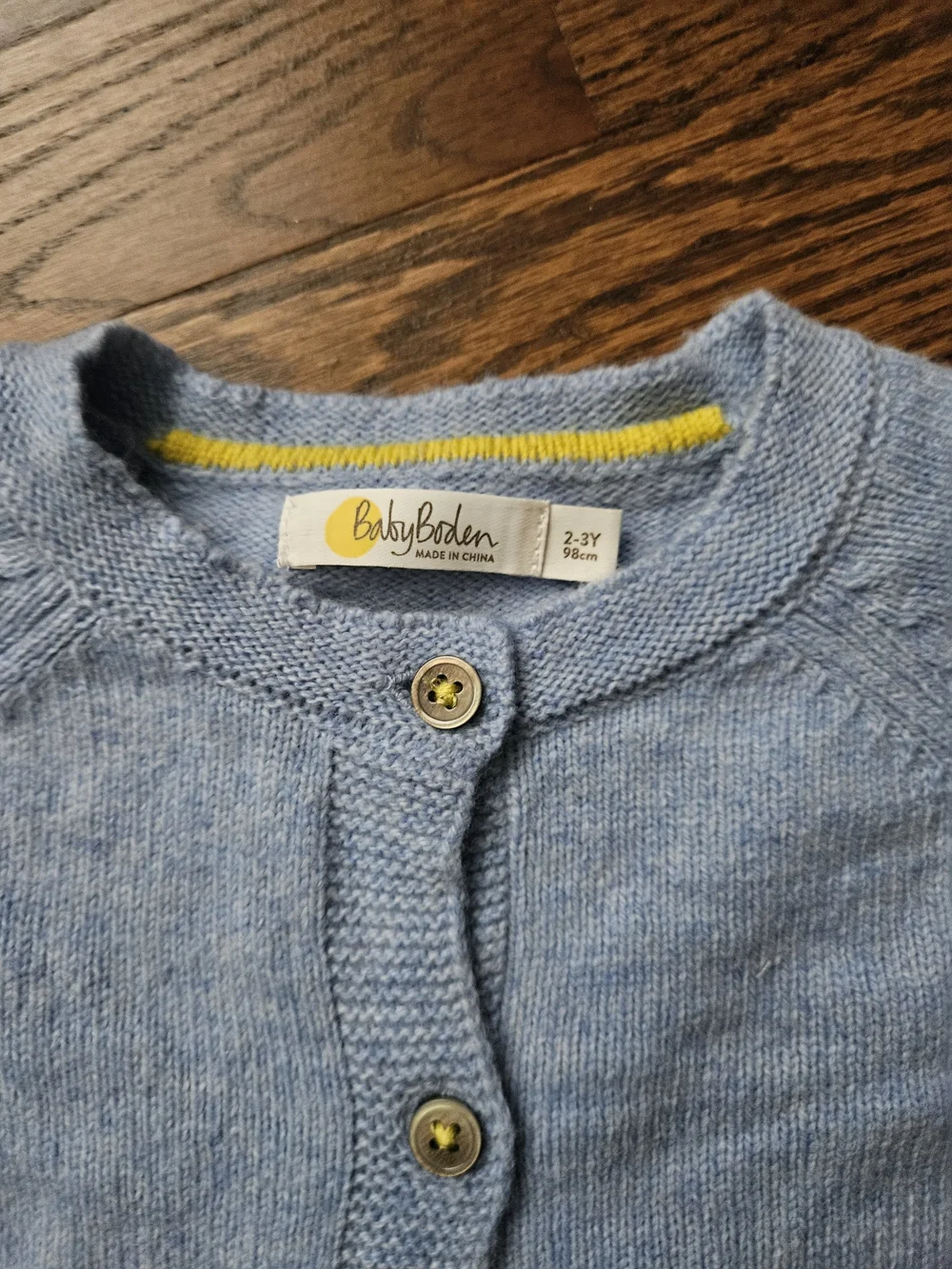 Baby Boden Blue Knit Bunny Cardigan